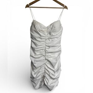 Babaton Ruched White Mini Dress Built-In Bra Size 6